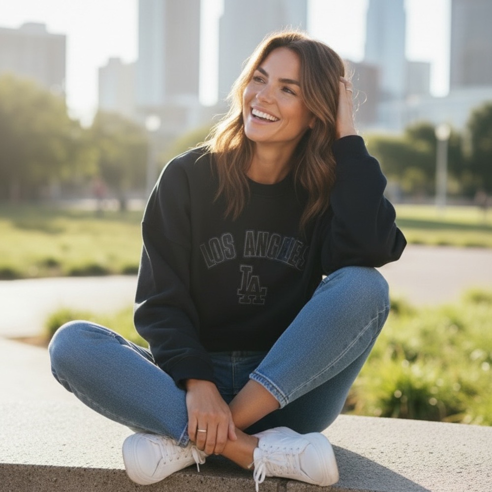 Los Angeles Dodgers Pro Standard Triple Black Relaxed Fleece Crew MLB Sweatshirt